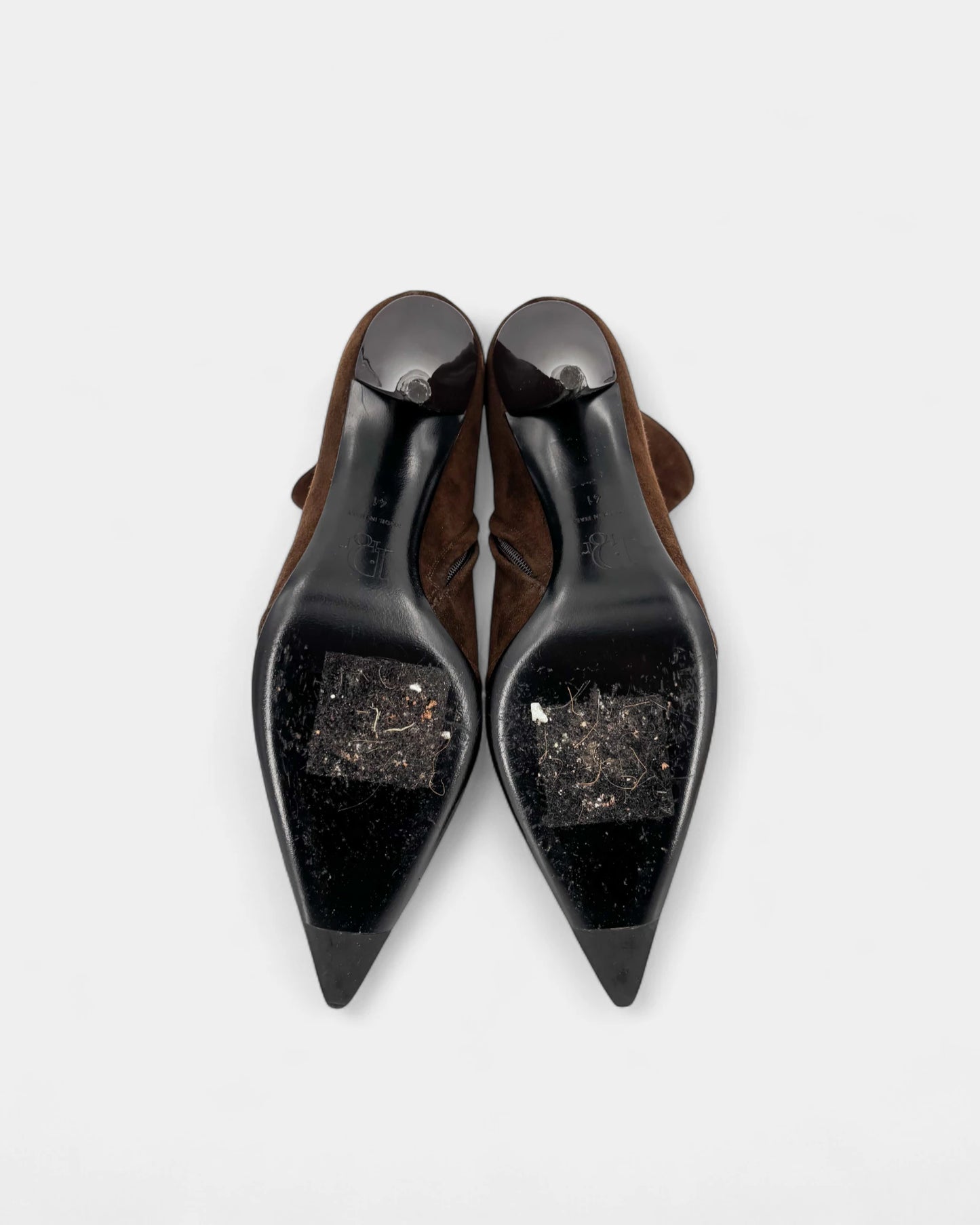 Bottines à talons en cuir marron logotées - 41 EU / 10 US