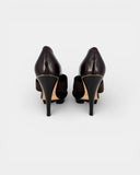 Escarpins cuir chocolat à brides texturées