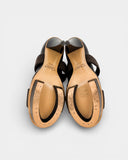 Escarpins cuir chocolat à brides texturées