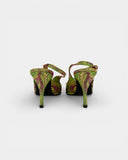Escarpin slingback vert brodé perlé