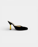 Mules noires talon doré translucide