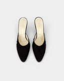 Mules noires talon doré translucide