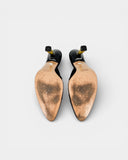 Mules noires talon doré translucide