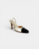 Black and gold heels