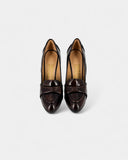 brown leather pumps