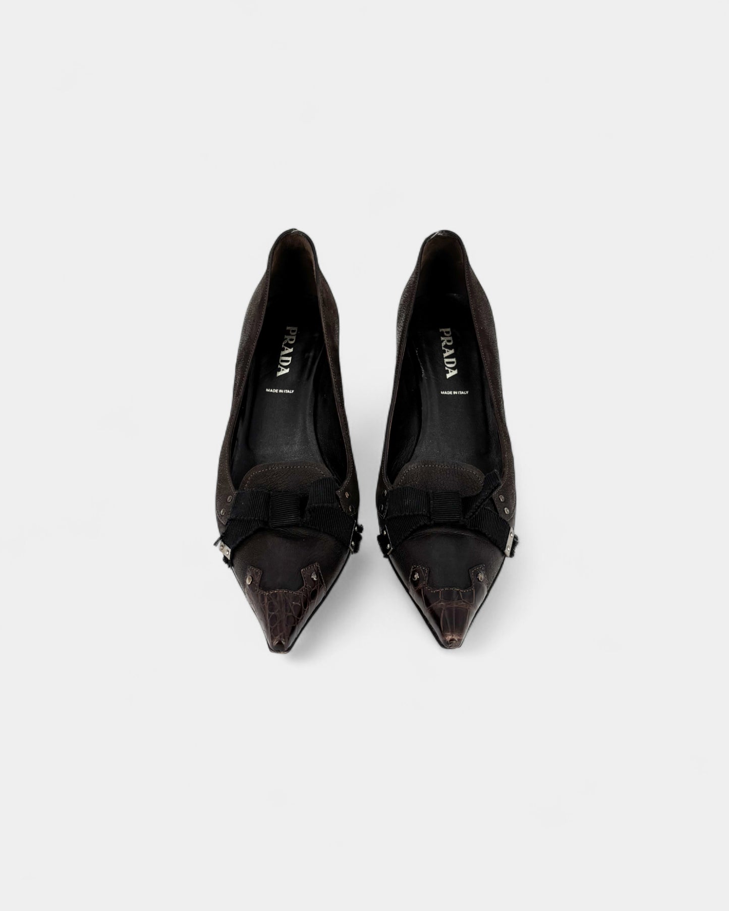 Talons en cuir marron et noeud