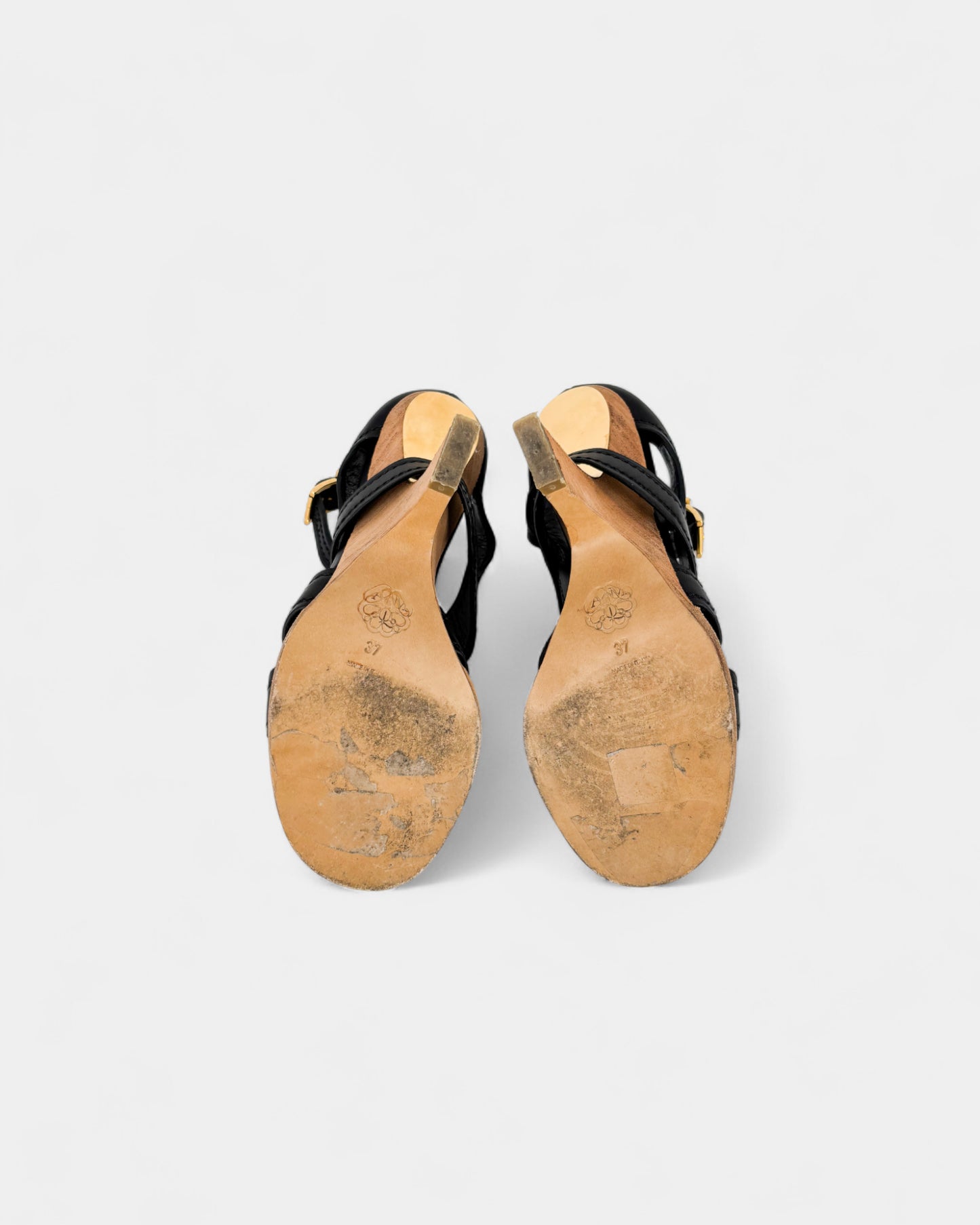 Sandales en cuir noir