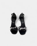 Sandales noires à nœud orné de strass