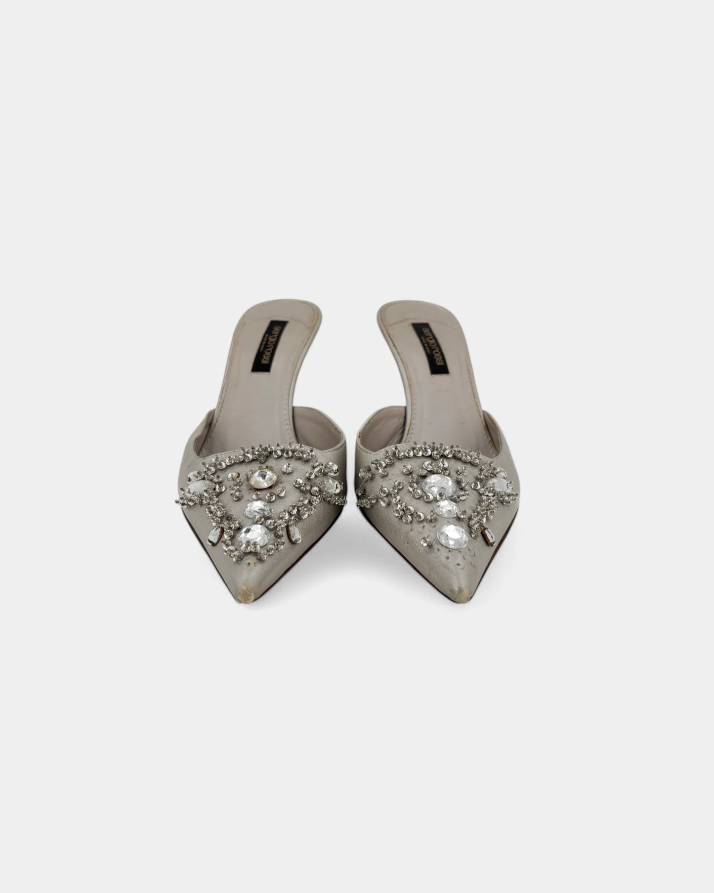 Silver Rhinestone Slingbacks - 38.5 EU / 7.5 US