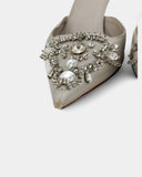 Slingbacks argentées à strass