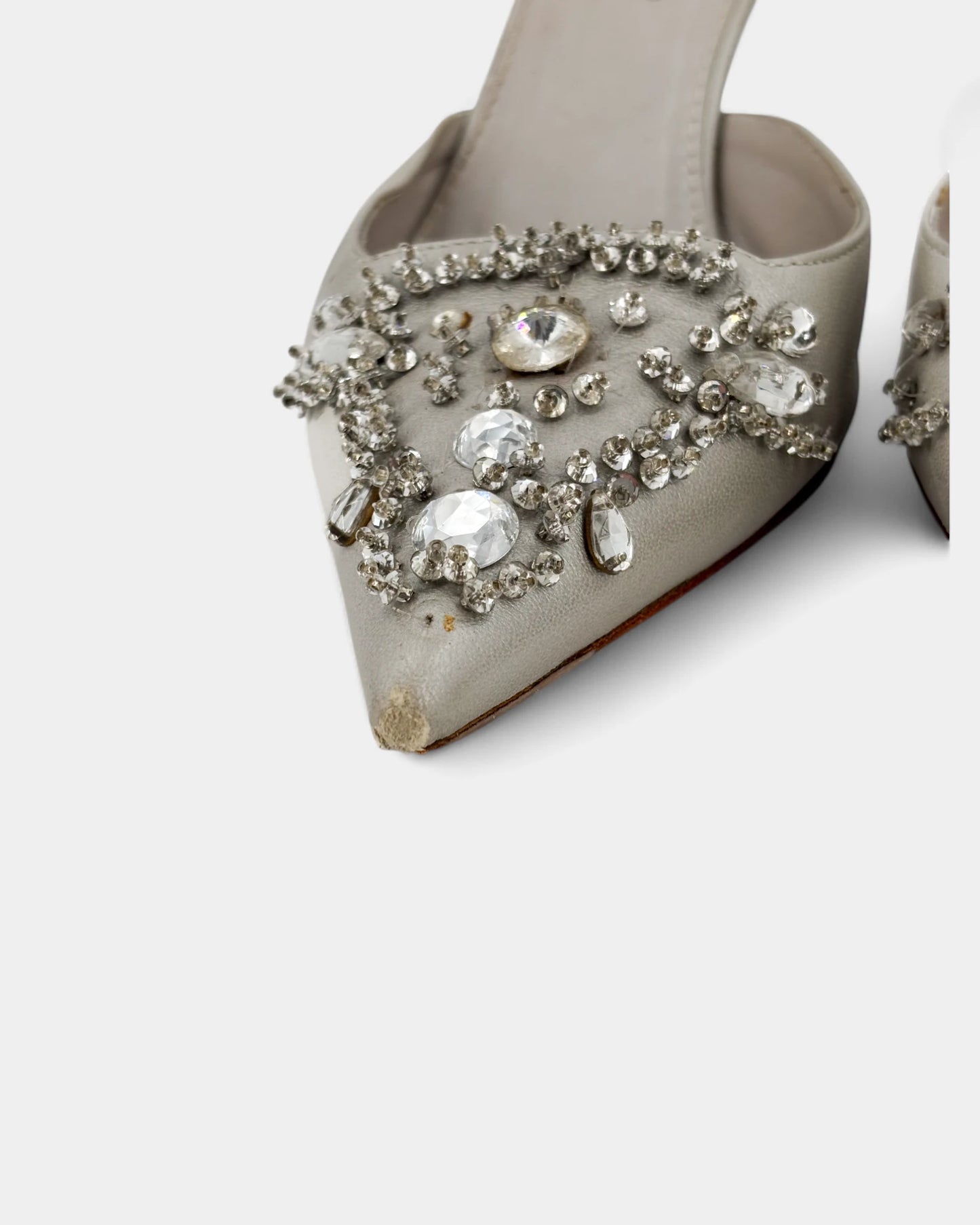 Silver Rhinestone Slingbacks - 38.5 EU / 7.5 US