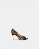 Escarpins à effet python marron à motif animalier