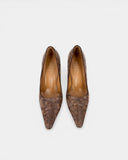 Escarpins en cuir à effet reptile marron