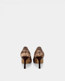 Escarpins en cuir à effet reptile marron