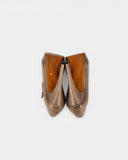 Escarpins en cuir beige à bride et plateforme