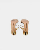 Sandales en cuir doré à talon sculptural