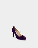 Escarpins en daim violet à bout ouvert