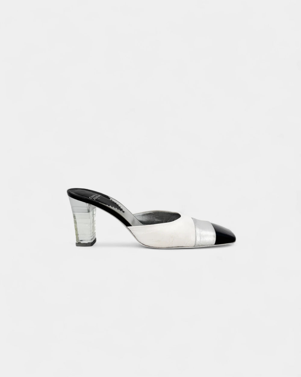 Mules à talons blanches et noires - 39 EU / 8 US