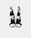 Bottines ajourées à talons noires et blanches