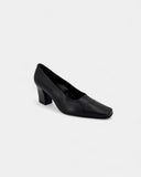 Black square-toe pumps