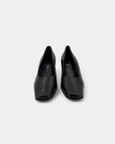 Black square-toe pumps