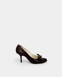 Escarpins cuir marron noeud