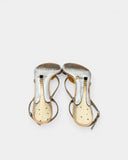 Sandales effet python beige à fleurs