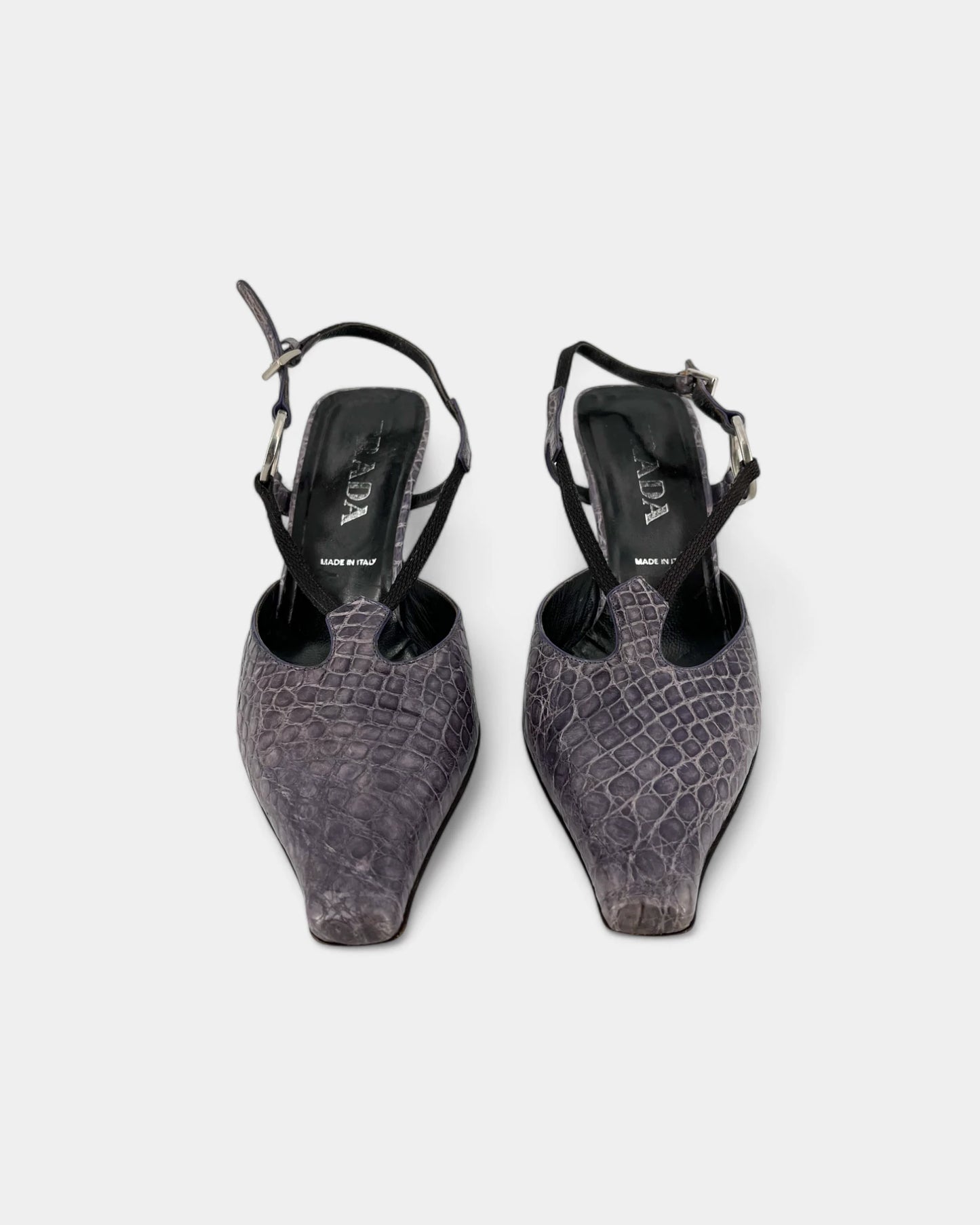Slingbacks violettes motif crocodile - 37.5 EU / 7.5 US