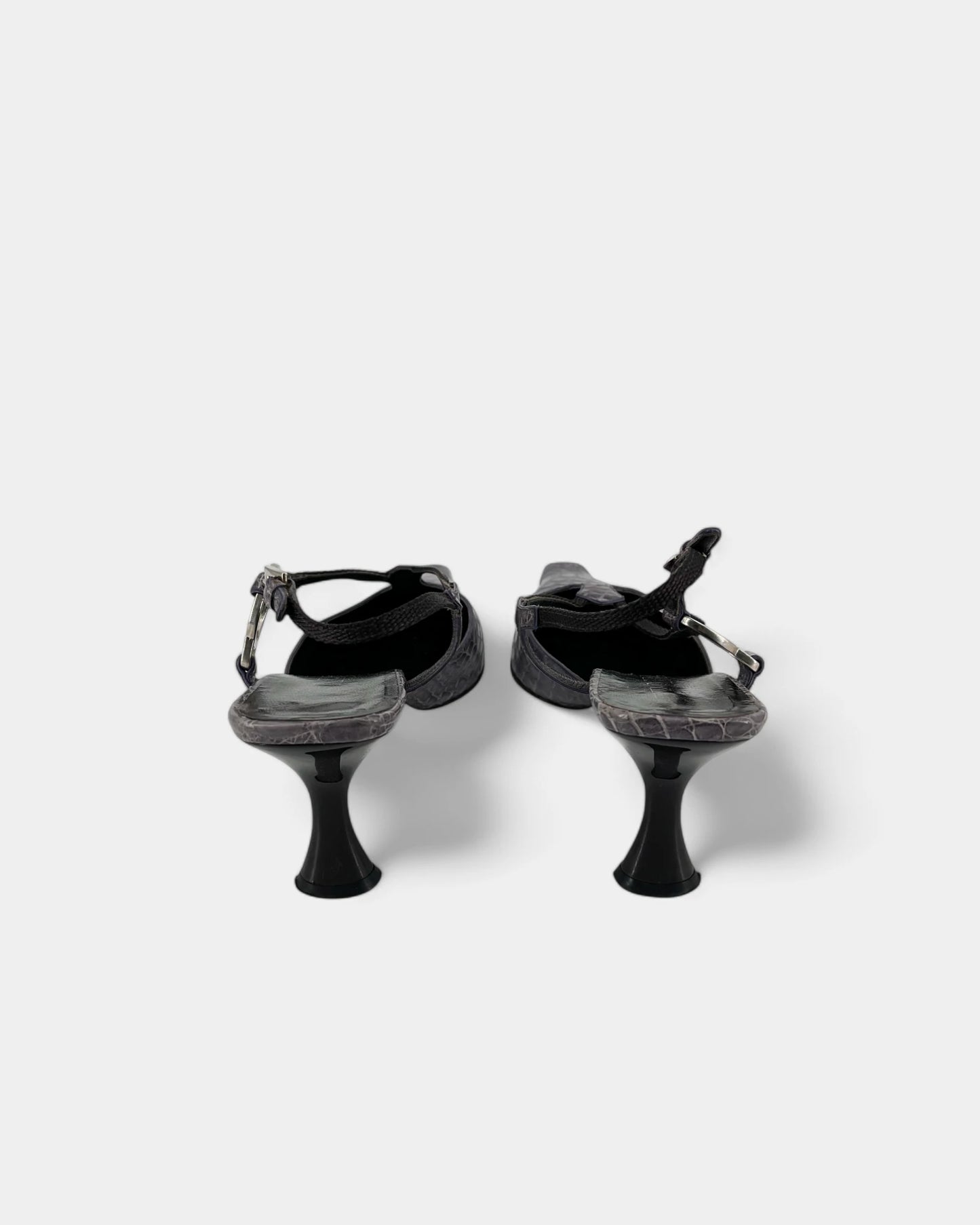 Slingbacks violettes motif crocodile - 37.5 EU / 7.5 US