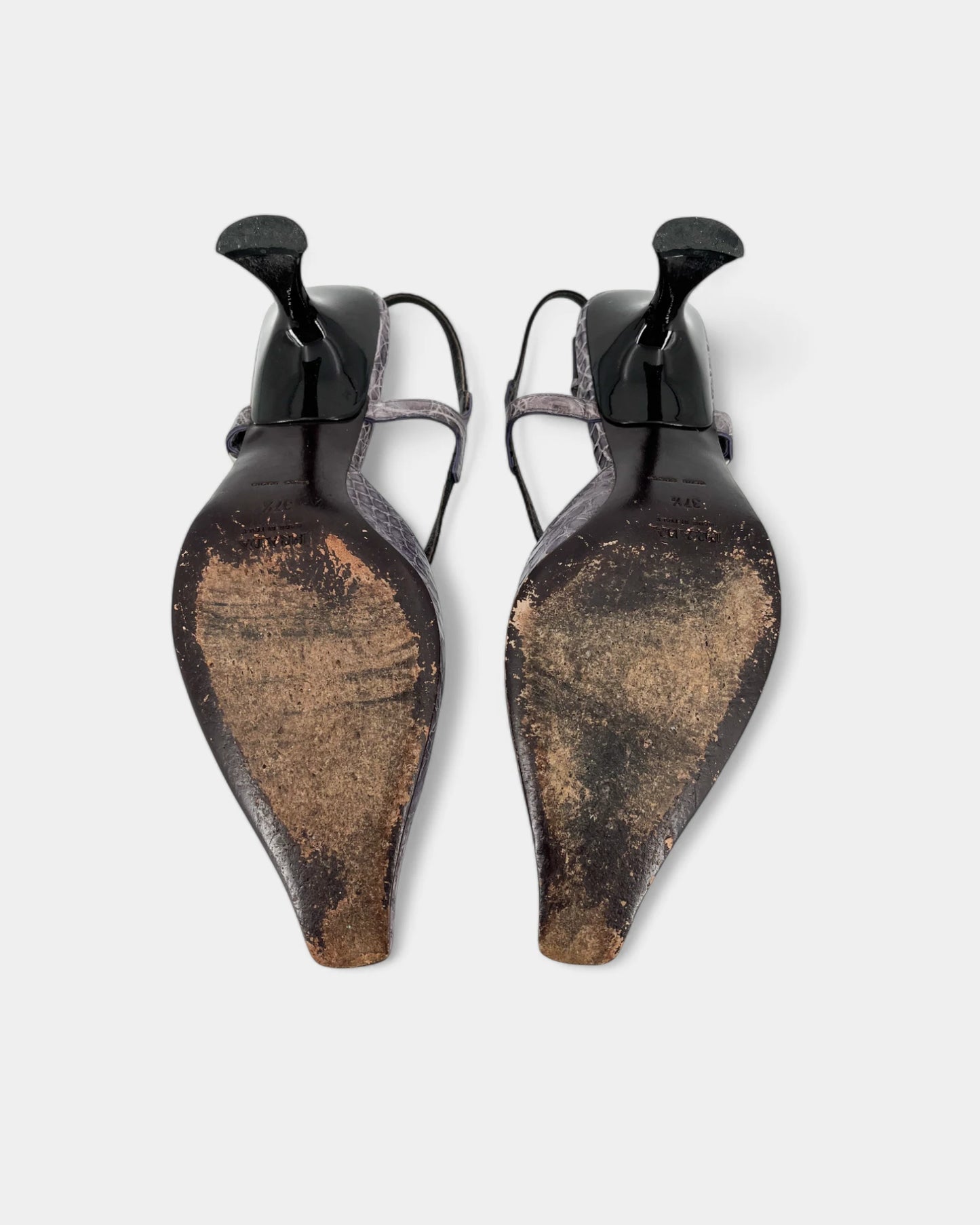 Slingbacks violettes motif crocodile - 37.5 EU / 7.5 US