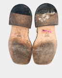 Bottines en cuir verni crème à semelles noires