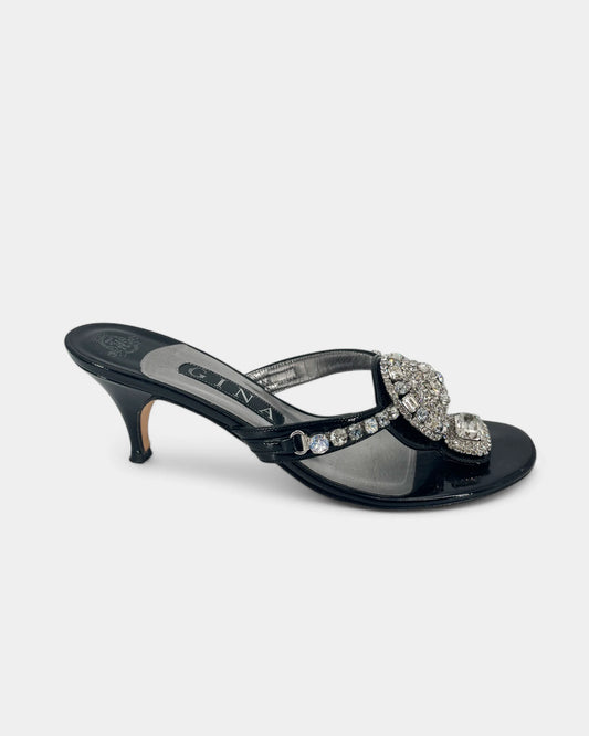 Mules en cuir avec bijoux argentés - 37.5 EU / 7.5 US