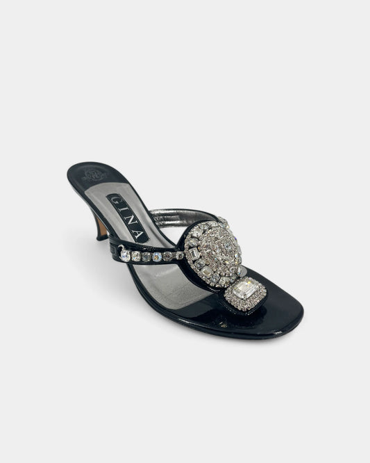 Mules en cuir avec bijoux argentés - 37.5 EU / 7.5 US