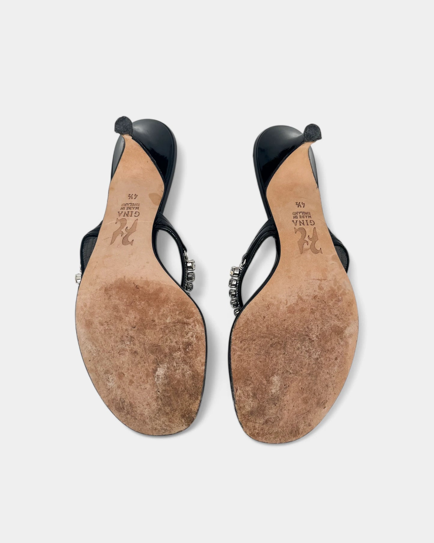Leather mules with silver jewelry