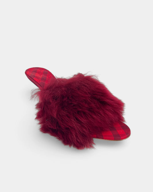 Mules rouges à fourrure - 37.5 EU / 7.5 US