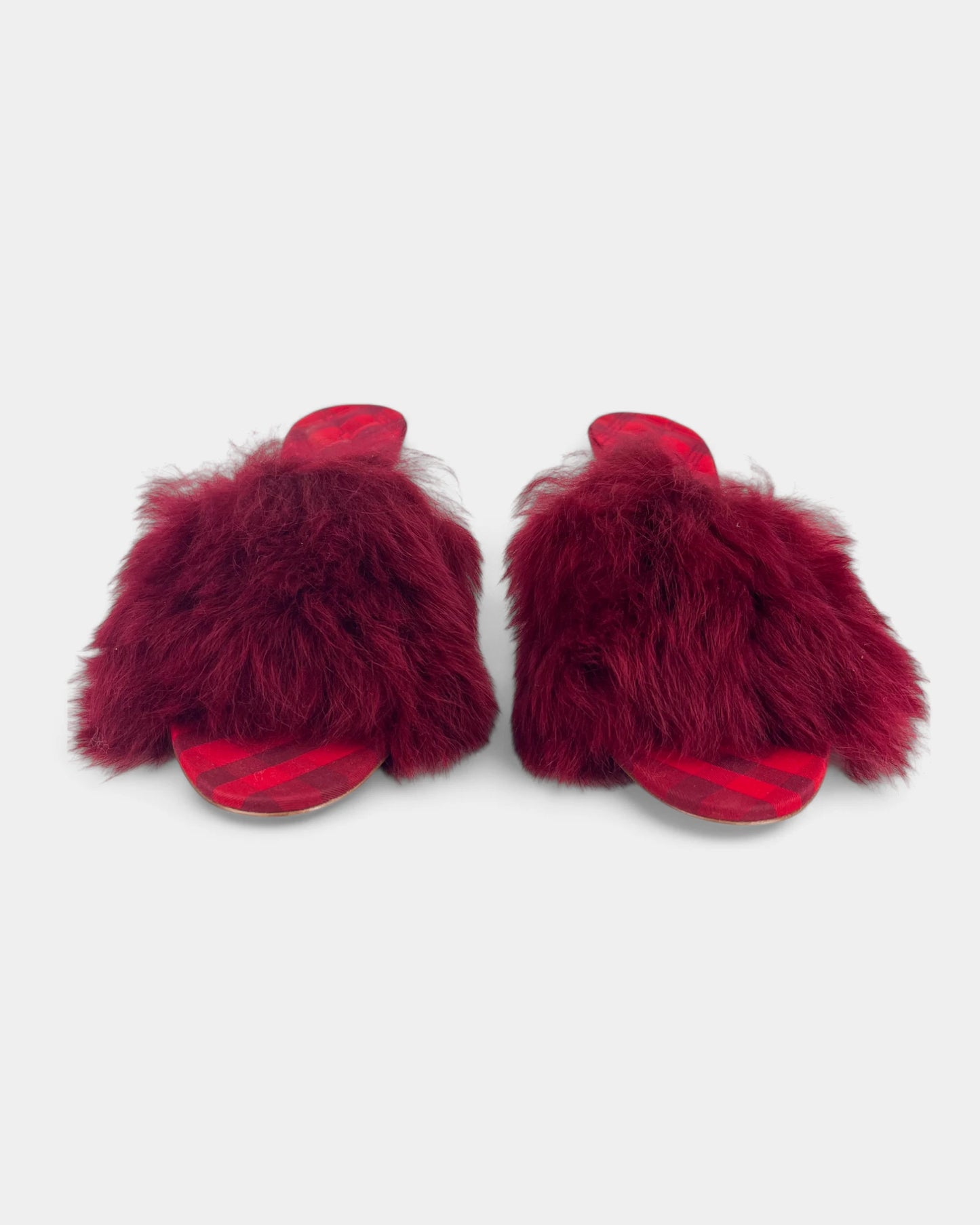 Mules rouges à fourrure - 37.5 EU / 7.5 US
