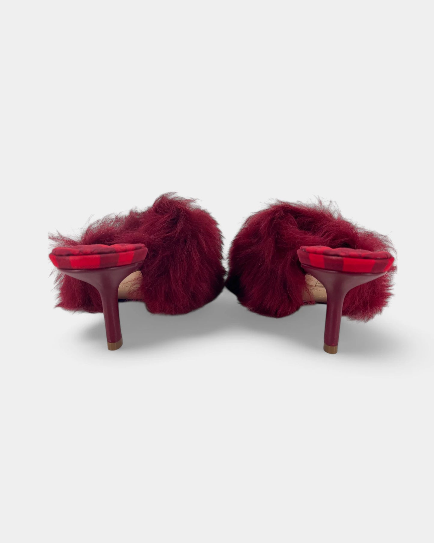 Mules rouges à fourrure - 37.5 EU / 7.5 US