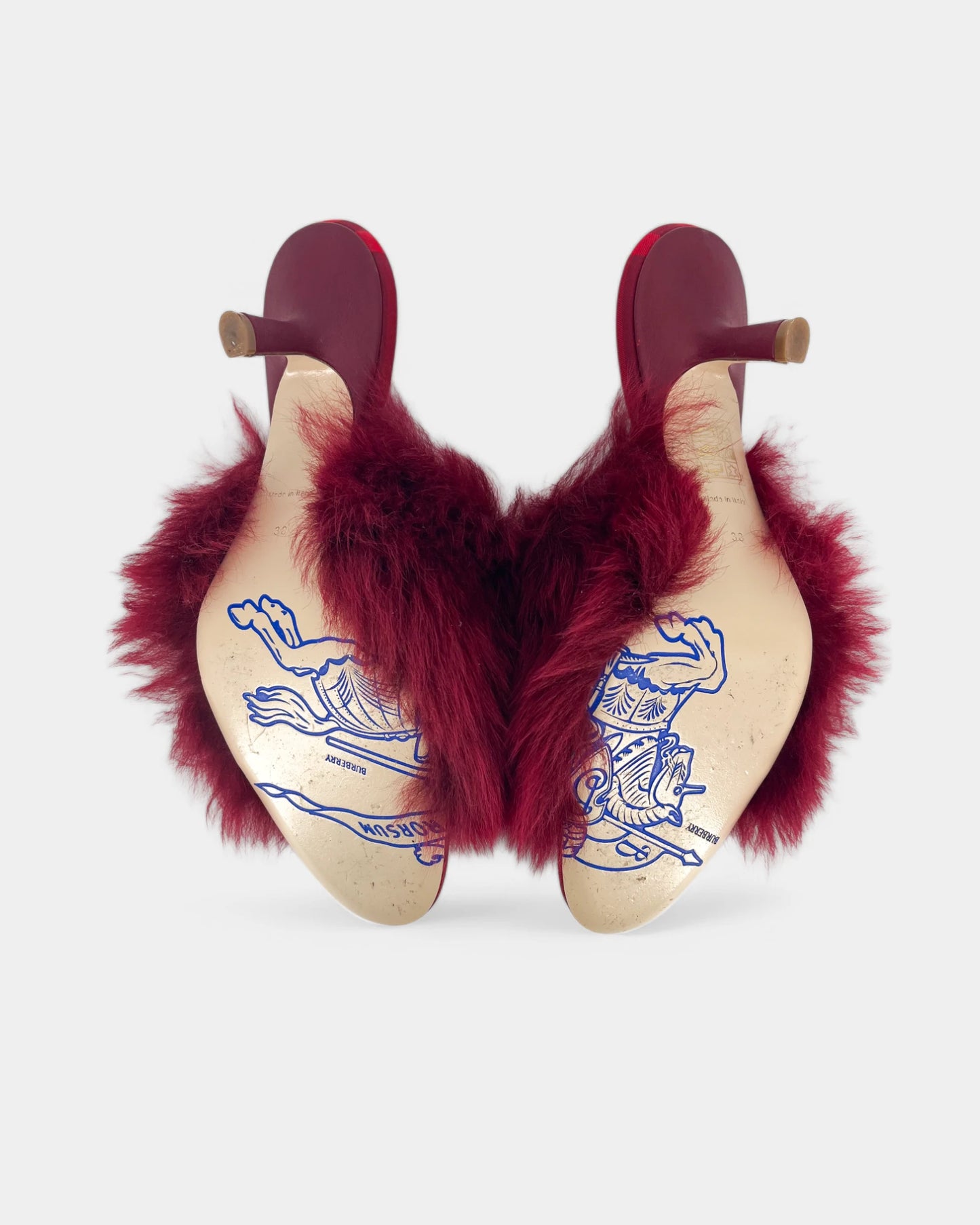 Mules rouges à fourrure - 37.5 EU / 7.5 US