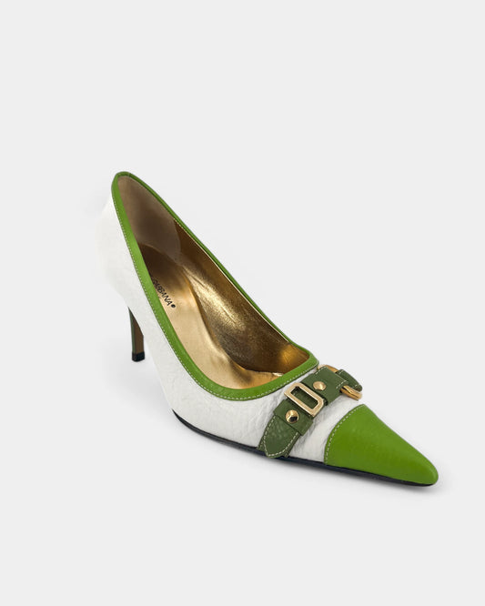 Escarpins verts et blancs - 38 EU / 8 US