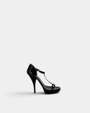 Sandales Prada en cuir verni noir à brides fines