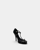 Sandales Prada en cuir verni noir à brides fines