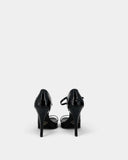 Sandales Prada en cuir verni noir à brides fines