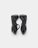 Sandales Prada en cuir verni noir à brides fines