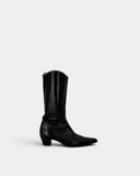 Bottes mi-hautes en cuir noir