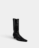 Bottes mi-hautes en cuir noir