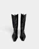 Bottes mi-hautes en cuir noir
