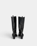 Bottes mi-hautes en cuir noir