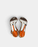 Sandales slingback en raphia tressé à fleurs
