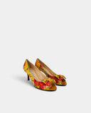Escarpins peep-toe à imprimé floral jaune