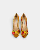 Escarpins peep-toe à imprimé floral jaune